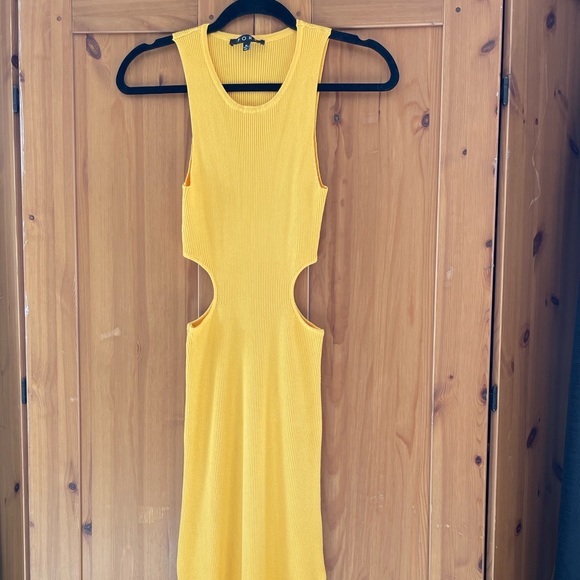 Kajus Ribbed Cutout Knit Midi Dress - Medium, yellow, Vici - Picture 5 of 7
